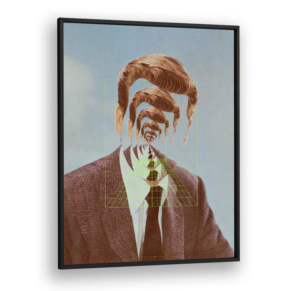 Hello M   Surreal Painting Artwork in Black Plain Frame
