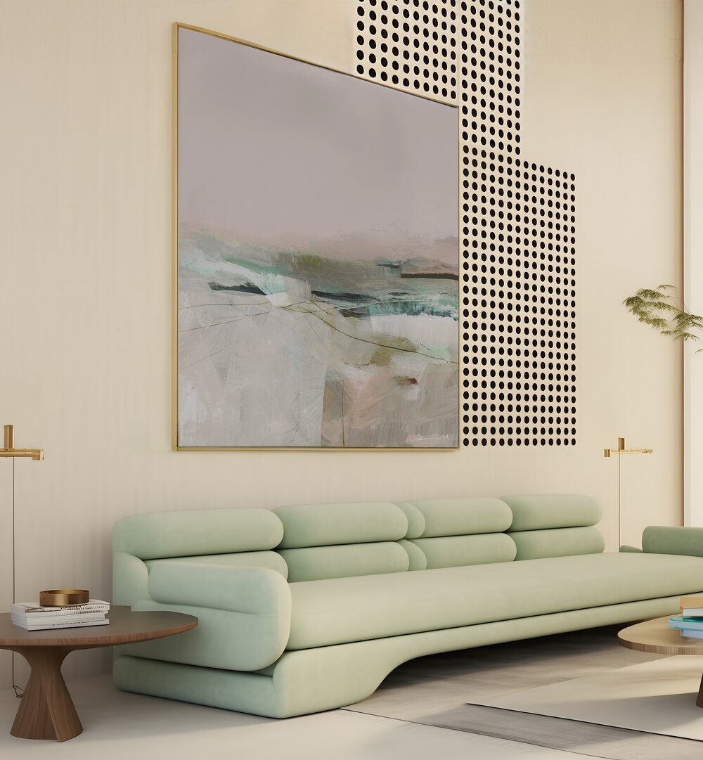Stylish living room featuring HELTOR, ABSTRACT PAINTINGS that enhance modern aesthetics and vibrant creativity.