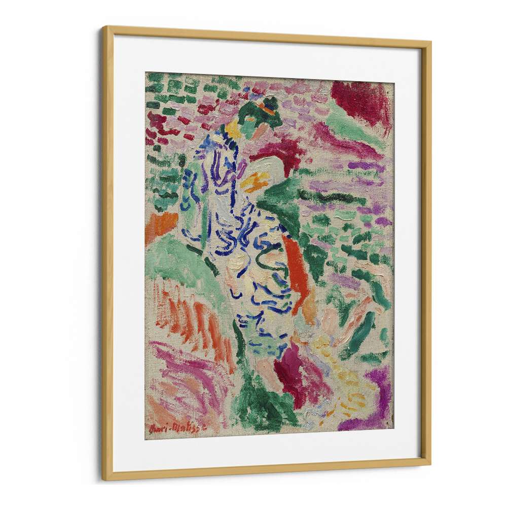 Henri Matisse's 'la Japonaise Vintage Art Artwork in Oak Wood Frame With Mount