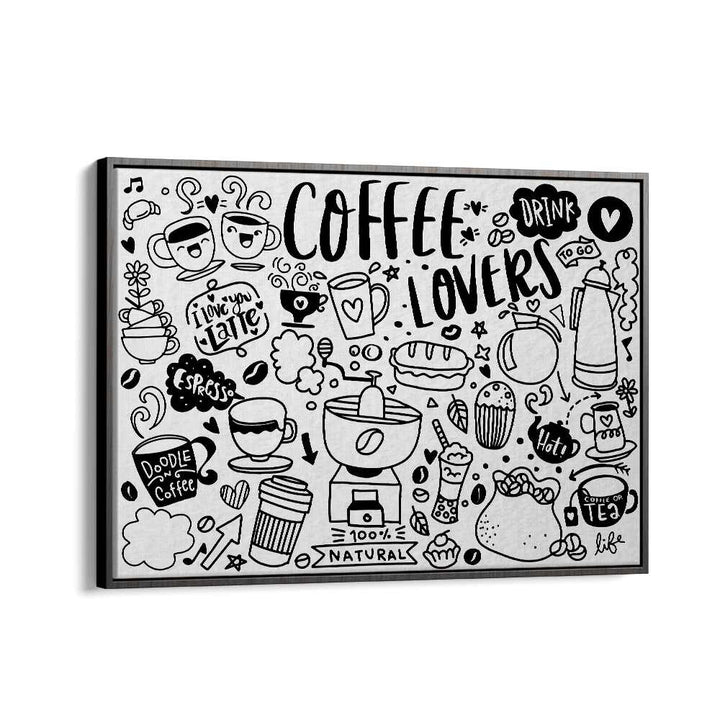 High Caffeine Doodle Art Artwork in Black Floater Frame