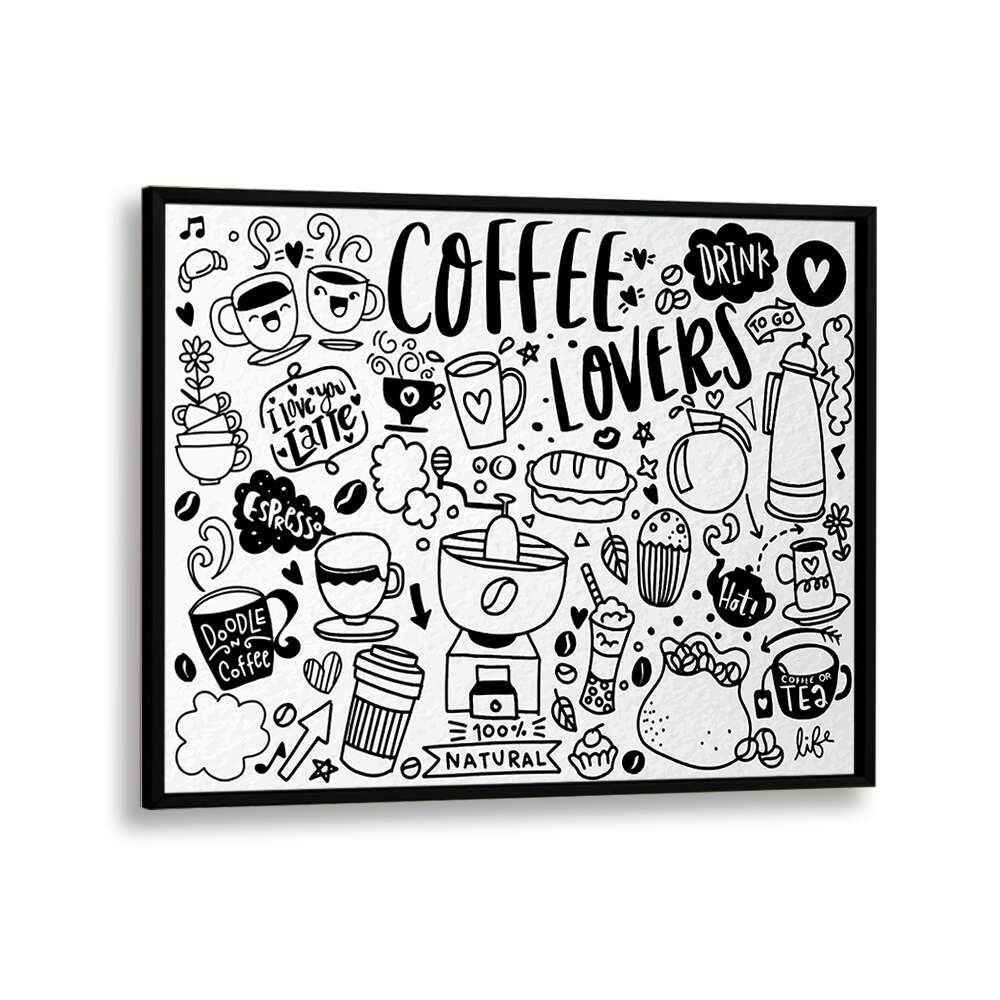 High Caffeine Doodle Art Artwork in Black Plain Frame