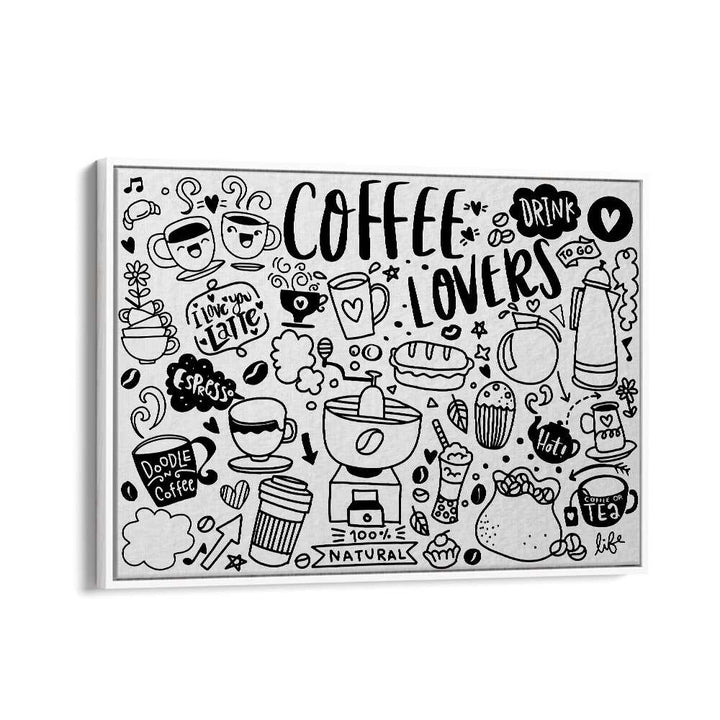 High Caffeine Doodle Art Artwork in White Floater Frame