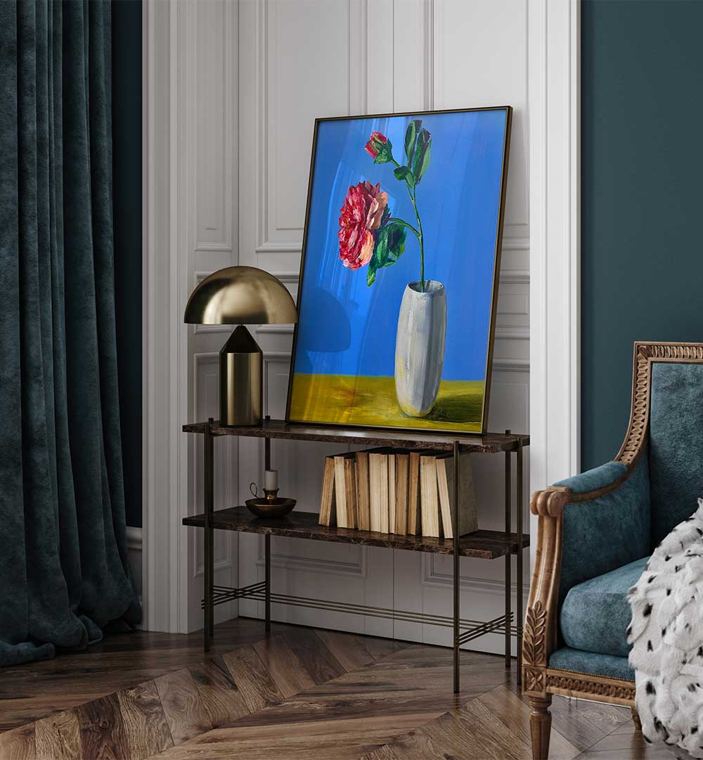 HIGH-CONTRAST PEONY PAINTING , FLORAL FLOWER PAINTINGS