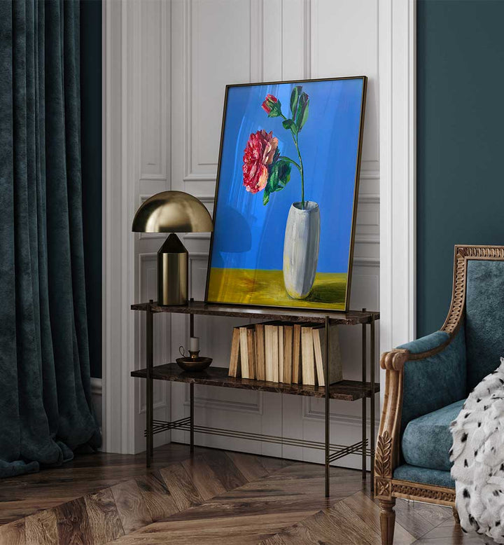 HIGH-CONTRAST PEONY PAINTING , FLORAL FLOWER PAINTINGS