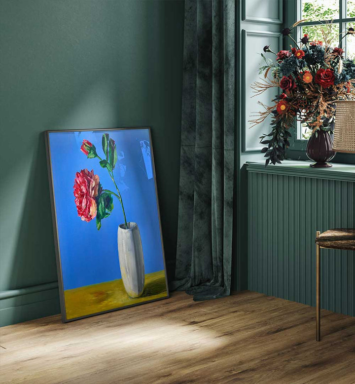 HIGH-CONTRAST PEONY PAINTING , FLORAL FLOWER PAINTINGS