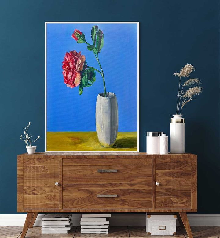 HIGH-CONTRAST PEONY PAINTING , FLORAL FLOWER PAINTINGS