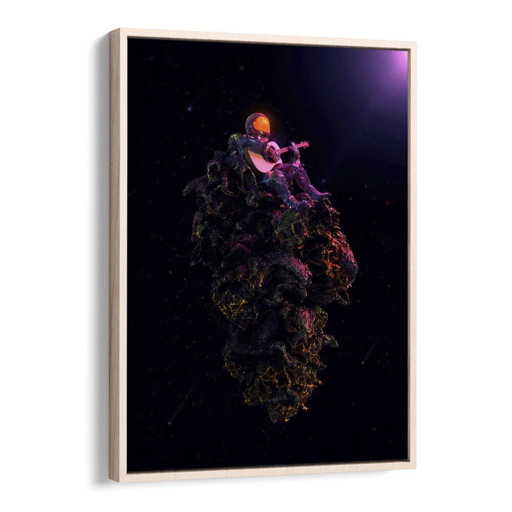 High Tones By Francis Minoza Astronaut & Nasa Paintings, Space Art Prints Artwork in Oak Wood Floater Frame
