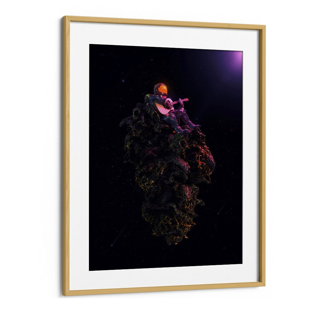 High Tones By Francis Minoza Astronaut & Nasa Paintings, Space Art Prints Artwork in Oak Wood Frame With Mount
