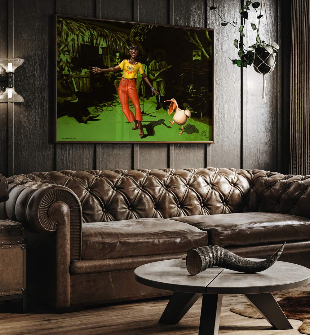 Hit The Road Jack By Christian Beijer African Artwork Placed on a wall In A Living Room 