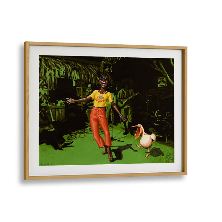 Hit The Road Jack  By Christian Beijer African Artwork  in Oak Wood Frame With Mount