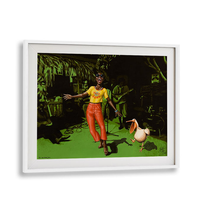 Hit The Road Jack  By Christian Beijer African Artwork in White frame With Mount