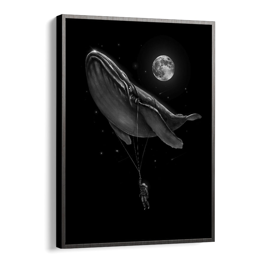 Hitching A Ride By Francis Minoza Astronaut & Nasa Paintings, Space Art Prints Artwork in Black Floater Frame
