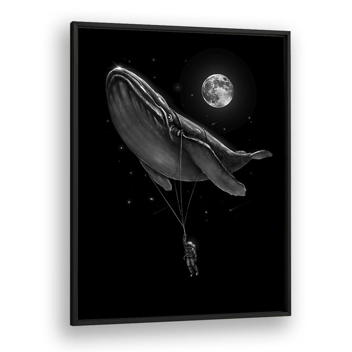 Hitching A Ride By Francis Minoza Astronaut & Nasa Paintings, Space Art Prints Artwork in Black Plain Frame
