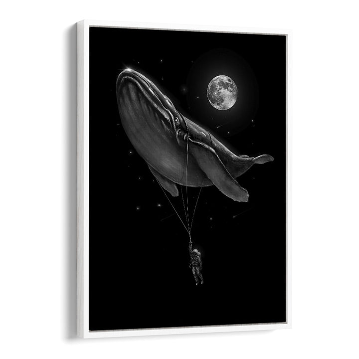 Hitching A Ride By Francis Minoza Astronaut & Nasa Paintings, Space Art Prints Artwork in White Floater Frame
