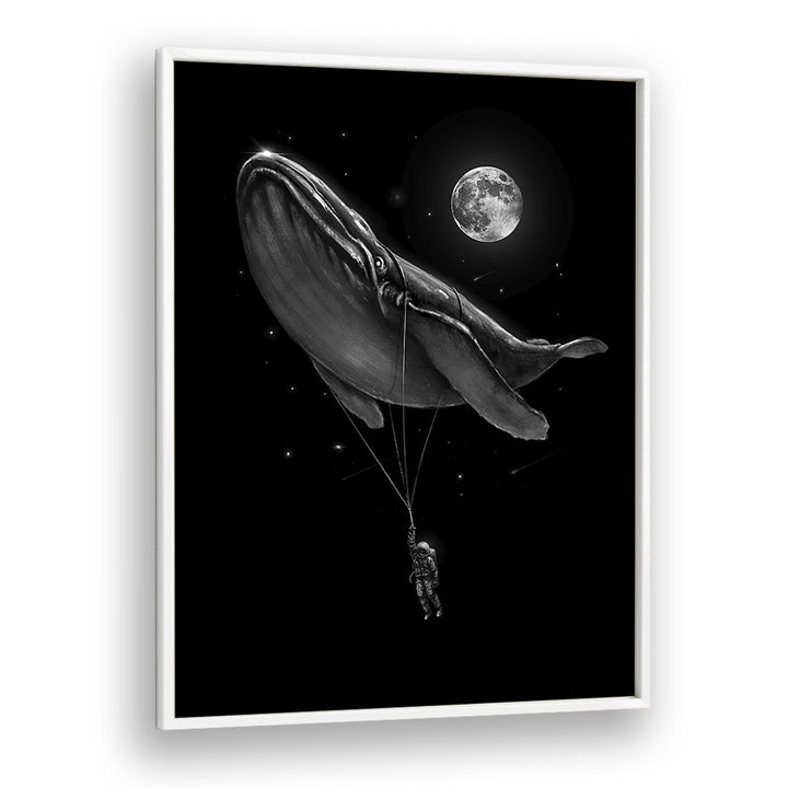 Hitching A Ride By Francis Minoza Astronaut & Nasa Paintings, Space Art Prints Artwork in White Plain Frame
