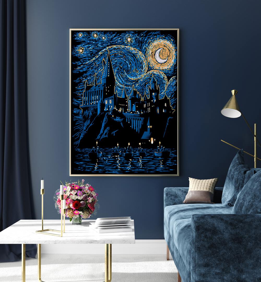 Hogwarts Starry Night Artwork In Living Room