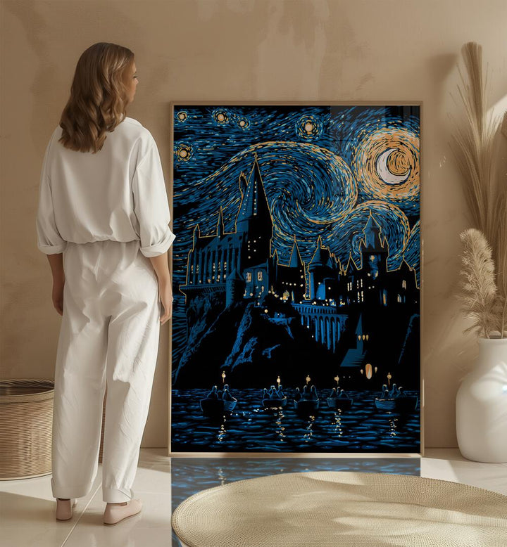 hogwarts starry night artwork in bohemian style house