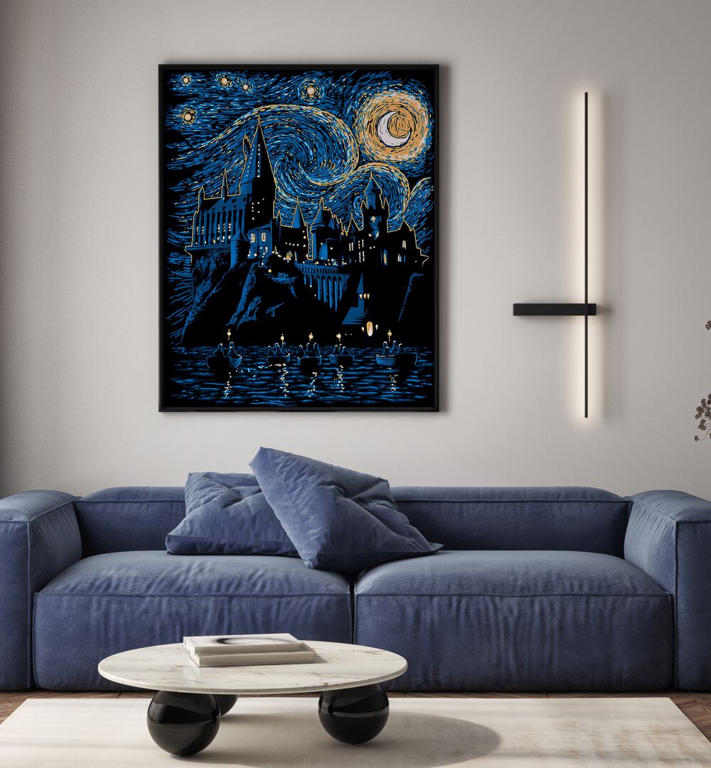 Hogwarts starry night artwork in living space