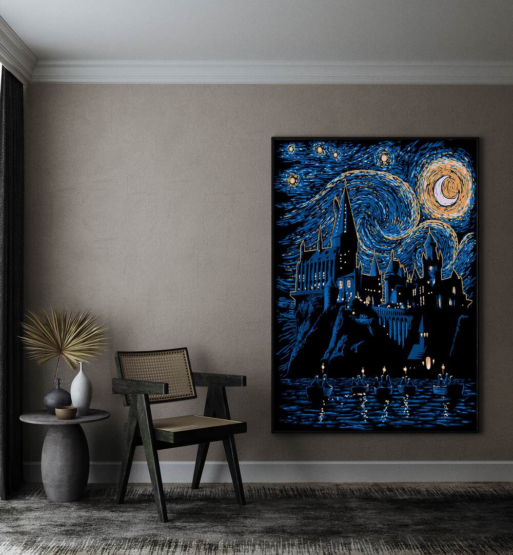 Hogwarts starry night artwork in drawing room