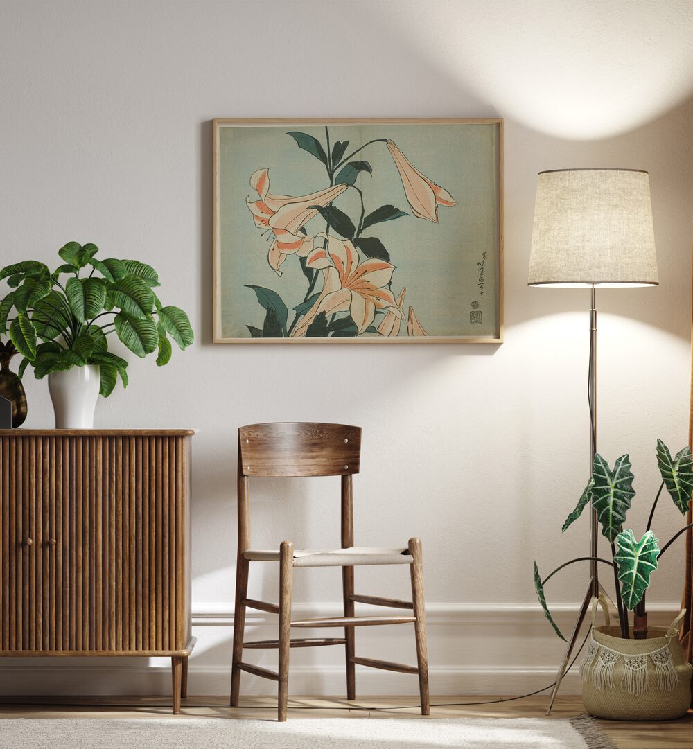 HOKUSAI'S LILIES , VINTAGE PAINTINGS