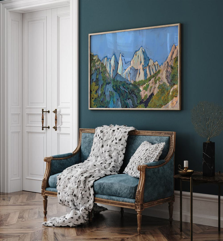 Experience tranquility with HOLISTER PEAK, LANDSCAPE PAINTINGS showcasing serene mountains and lush valleys.