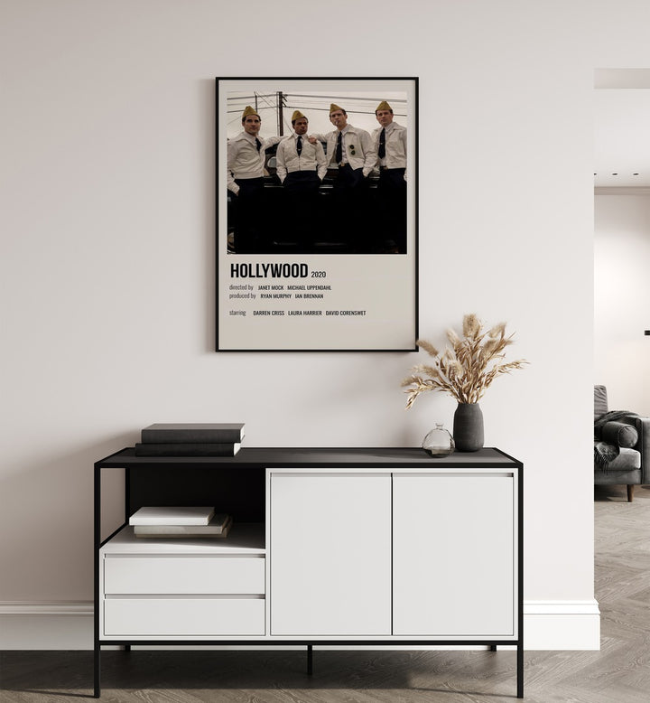 HOLLYWOOD 2020 MOVIE POSTERS in Black Plain Frame hanging on wall above study table