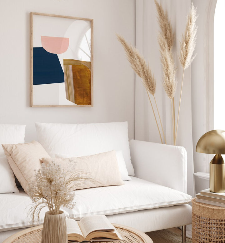 Stylish living room featuring HOME SET NO1, ABSTRACT PAINTINGS, enhancing the ambiance with vibrant colors and patterns.