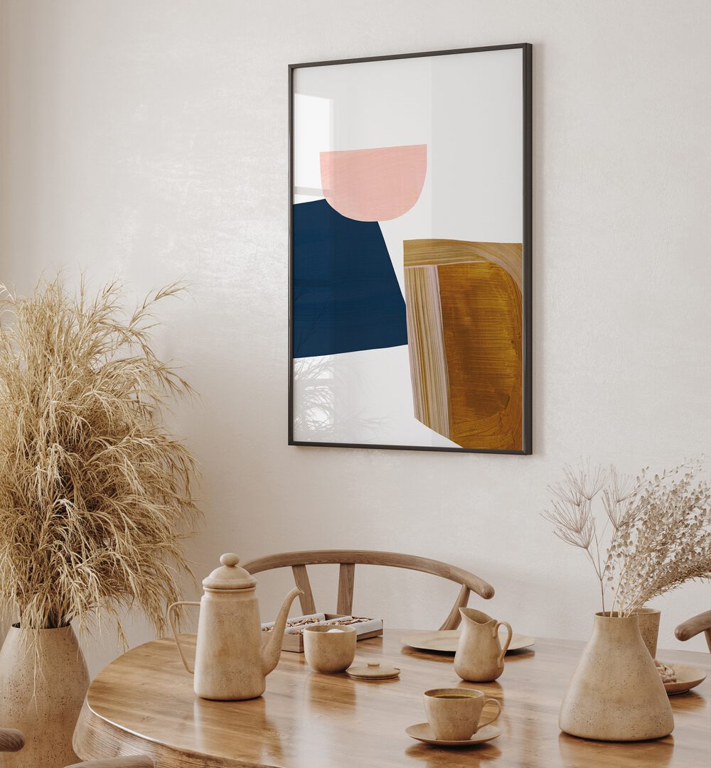 Stylish living space featuring HOME SET NO1, ABSTRACT PAINTINGS with vibrant colors and unique patterns.