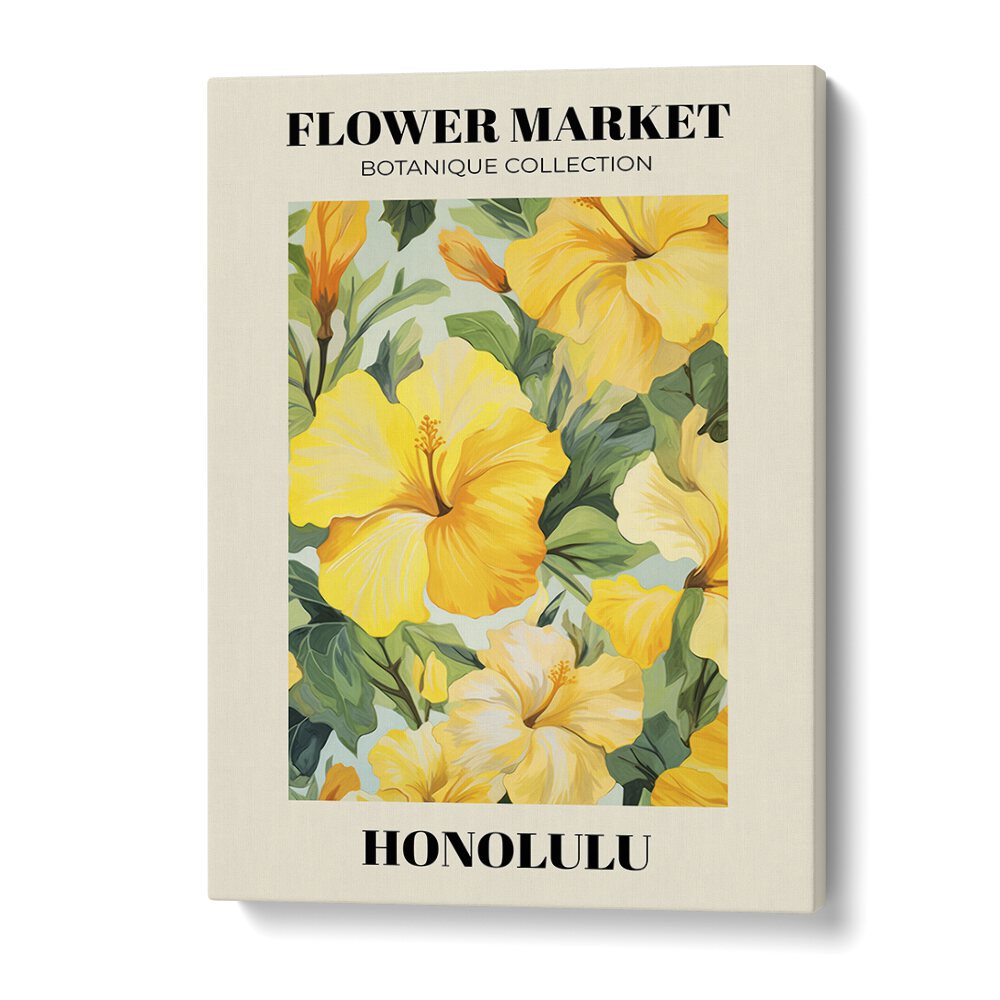 Honolulu-Flower Marketo Botanical Flower Paintings Artwork in Gallery Wrap