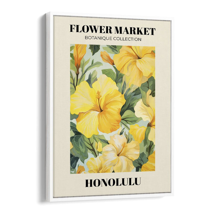 Honolulu- Flower Marketo   Botanical Flower Paintings Paintings Artwork  in White frame With Mount