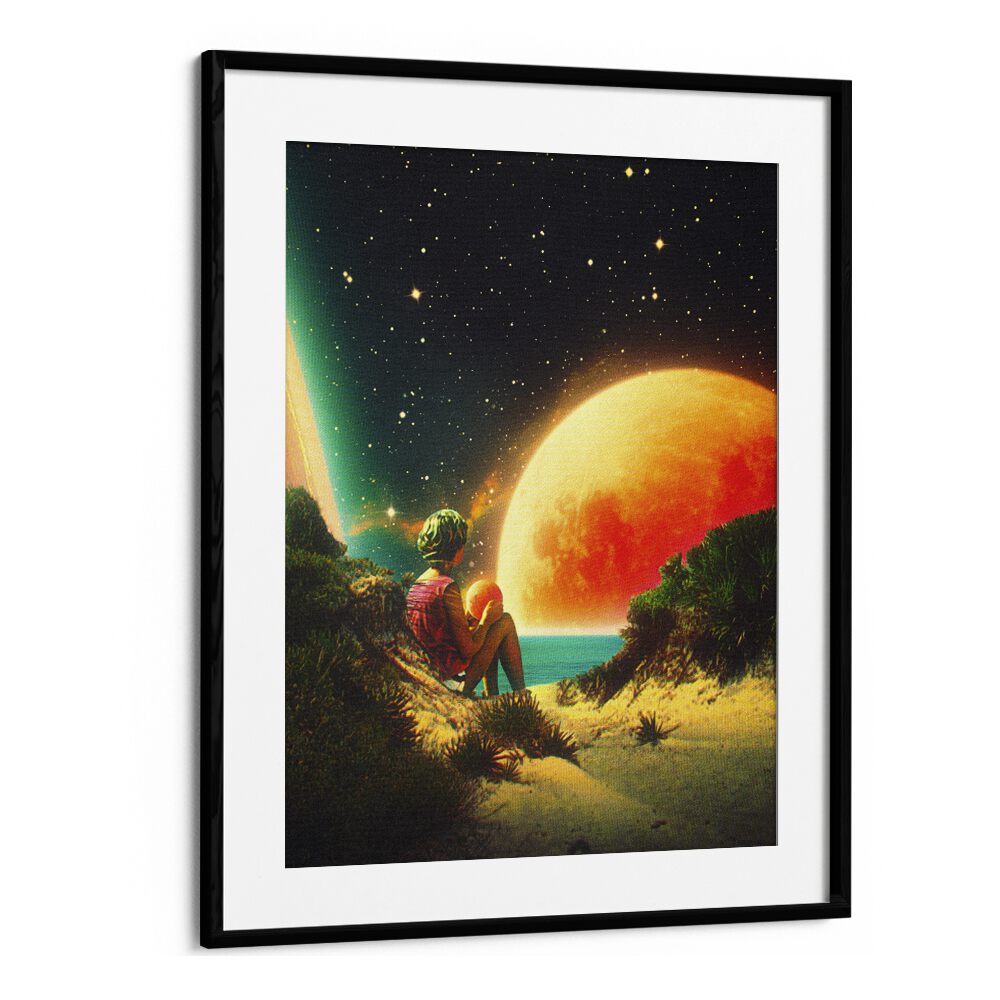 Hope By Taudalpoi Astronaut & Nasa Paintings, Space Art Prints Artwork in Black Frame With Mount
