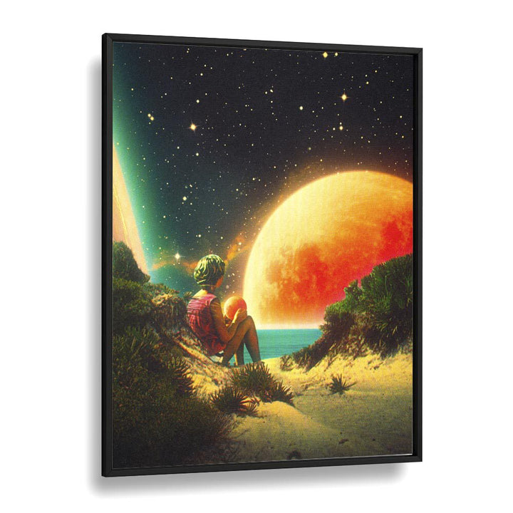 Hope By Taudalpoi Astronaut & Nasa Paintings, Space Art Prints Artwork in Black Plain Frame
