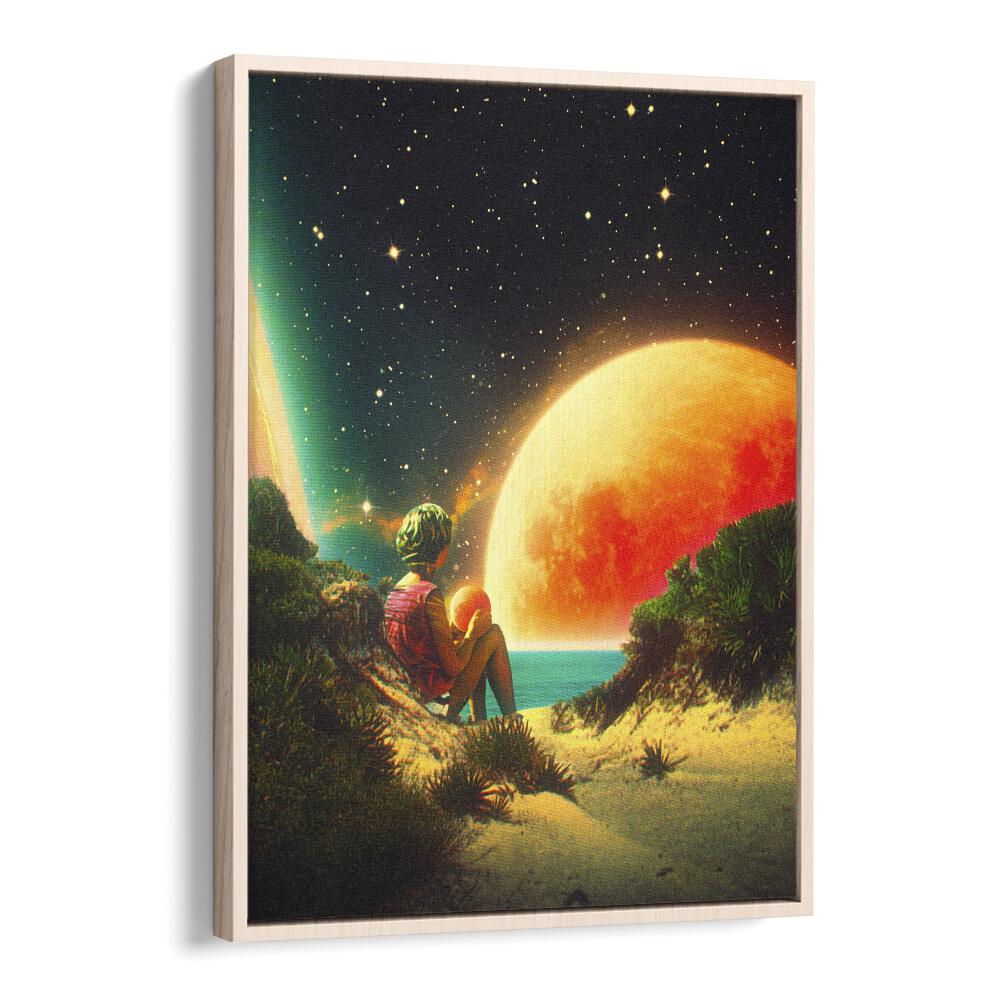 Hope By Taudalpoi Astronaut & Nasa Paintings, Space Art Prints Artwork in Oak Wood Floater Frame
