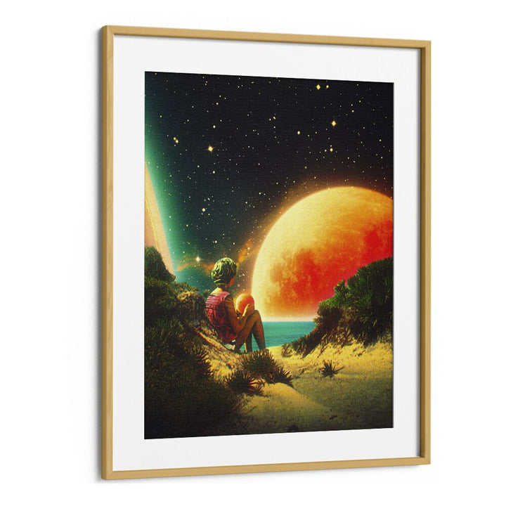 Hope By Taudalpoi Astronaut & Nasa Paintings, Space Art Prints Artwork in Oak Wood Frame With Mount
