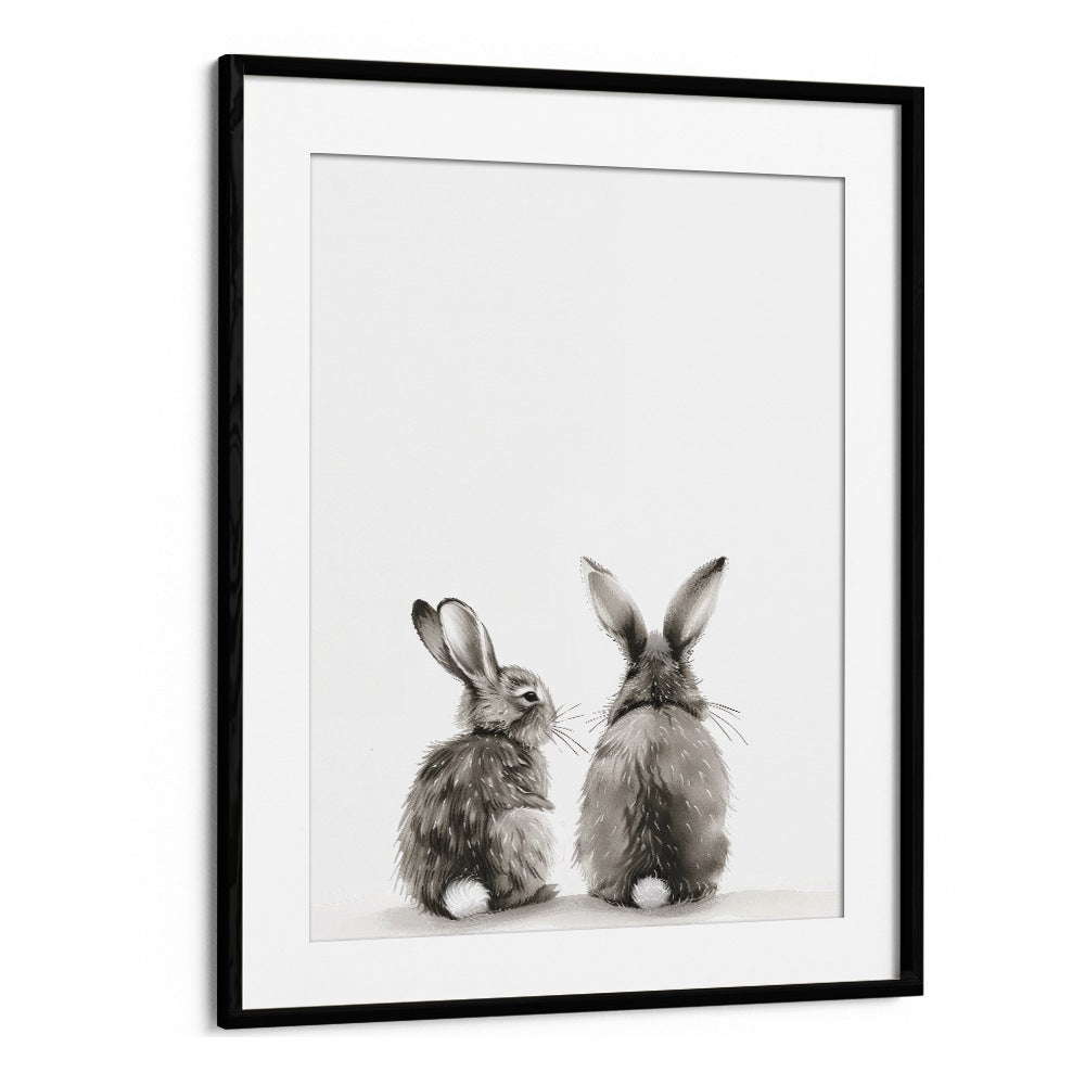 Hoppy Duo Kids Art Artwork in Black Frame With Mount
