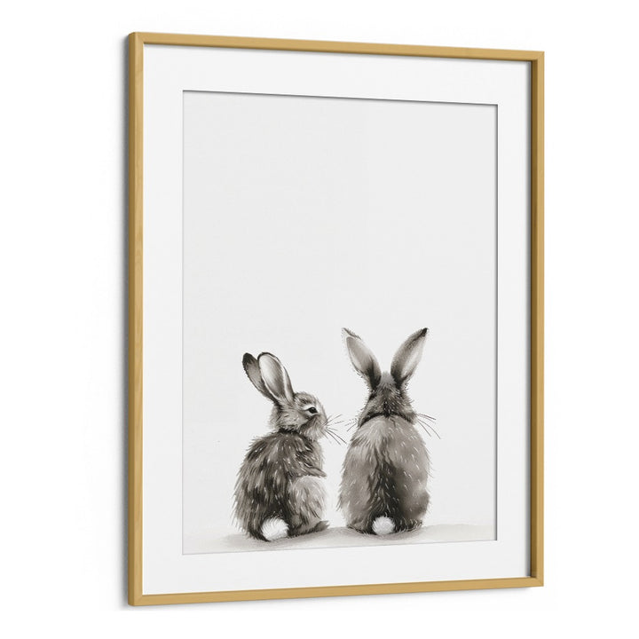 Hoppy DuoI Kids Art Artwork in Oak Wood Frame With Mount
