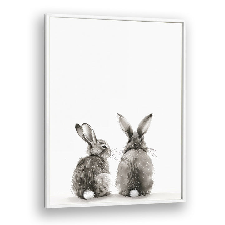 Hoppy Duo Kids art Artwork in White Plain Frame White
