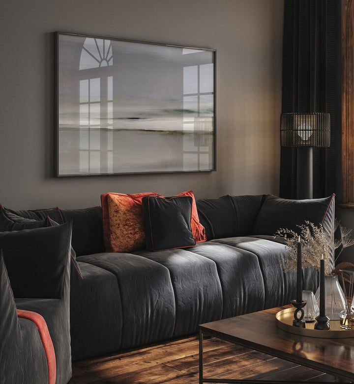 Elegant living space featuring HORIZON II, ABSTRACT PAINTINGS, enhancing the room with vibrant colors and design.