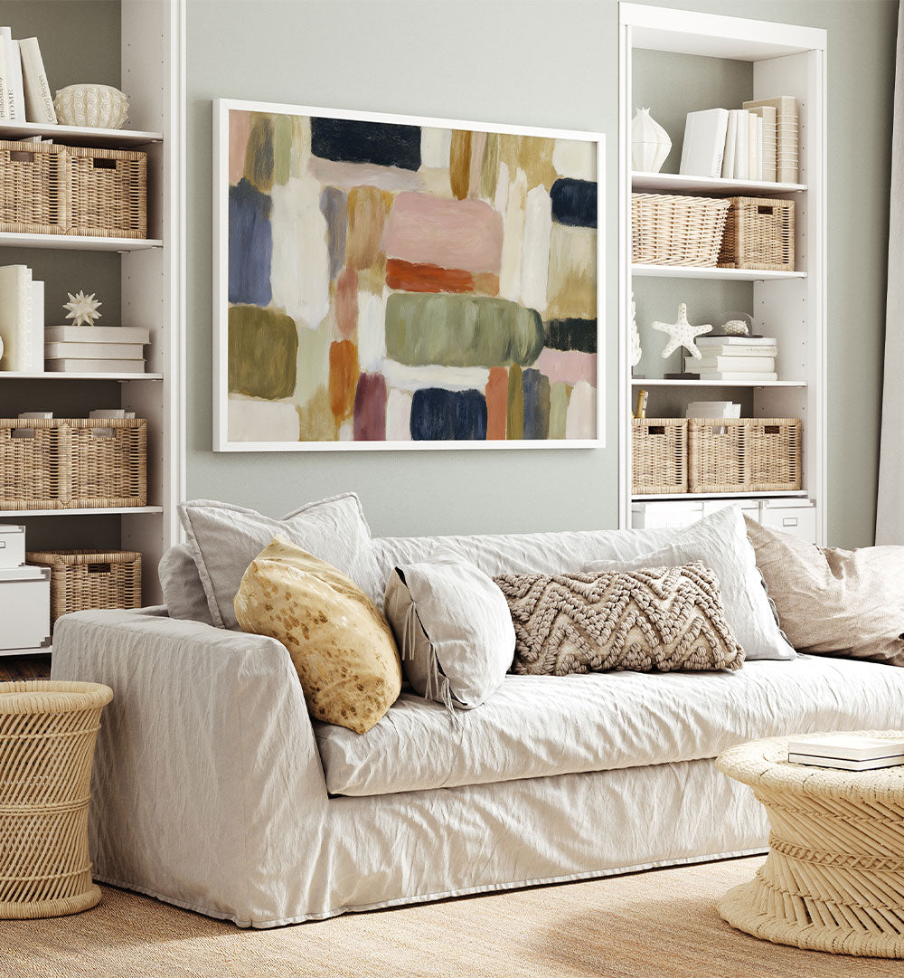 HORIZONTAL BLOCKS IN SAGE AND NAVY