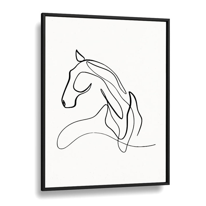 Horse At Rest Line Art Artwork in Black Plain Frame