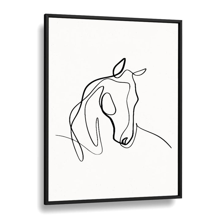 Horsing Around Line Art Artwork in Black Plain Frame