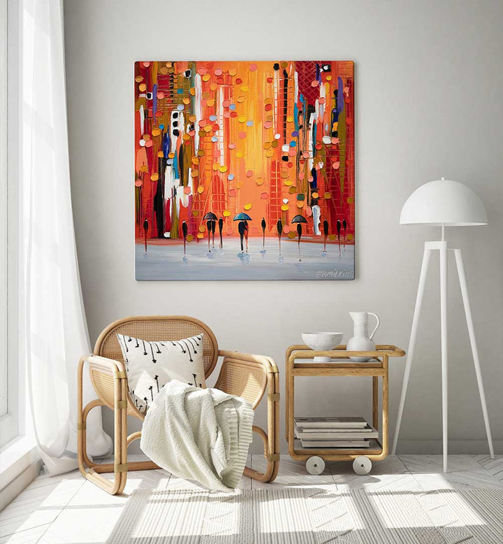 HOT RAINY SUNSET , MODERN IMPRESSIONISM PAINTINGS