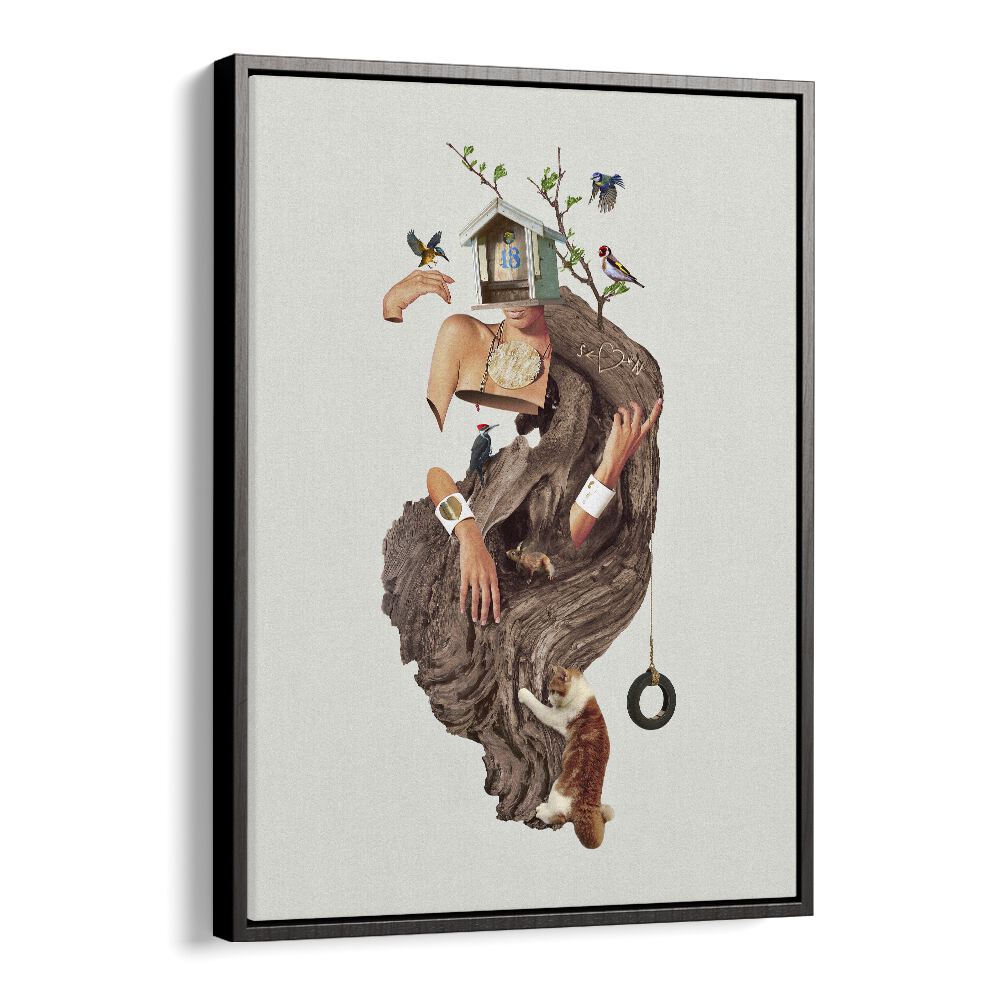 House No.18 Surreal Art Artwork in Black Floater Frame