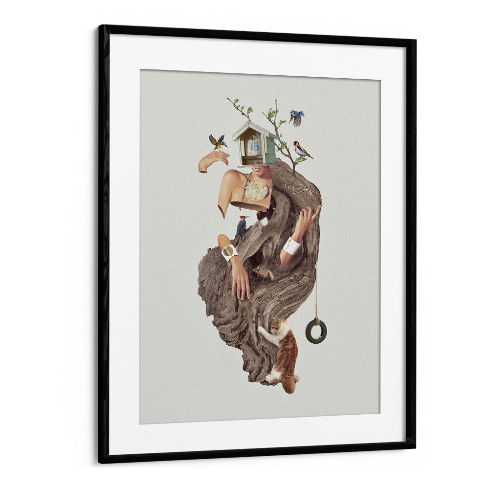 House No.18 Surreal Art Artwork in Black Frame With Mount