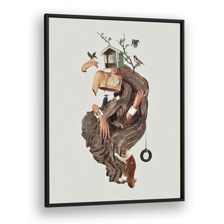 House No.18 Surreal Art Artwork in Black Plain Frame