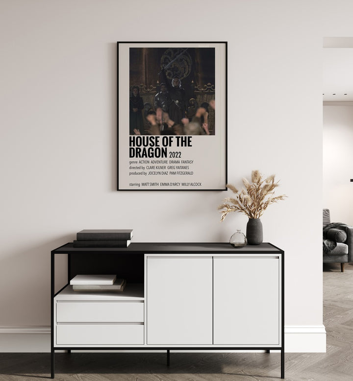 HOUSE OF THE DRAGON 2022 I MOVIE POSTERS in Black Plain Frame hanging on wall above study table
