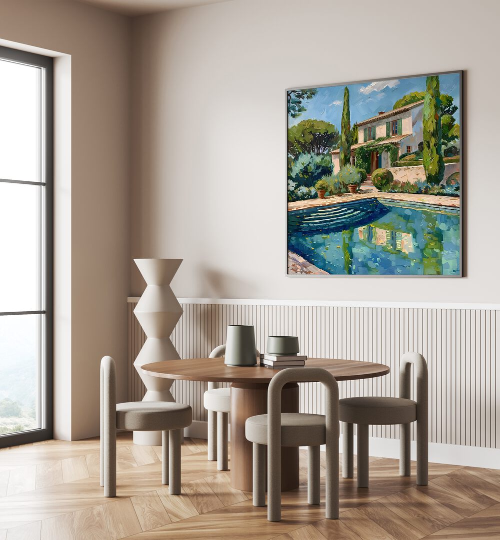 Beautiful interior featuring the HOUSE BY THE POOL MALLORCA, blending luxury and relaxation by the serene pool.