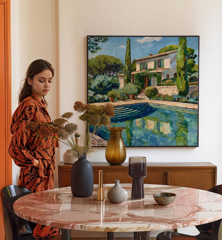 Stylish interior featuring the HOUSE BY THE POOL MALLORCA, blending luxury and relaxation in a serene setting.