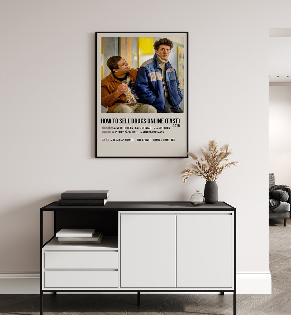 HOW TO SELL DRUGS ONLINE FAST 2019 MOVIE POSTERS in Black Plain Frame hanging on wall above study table