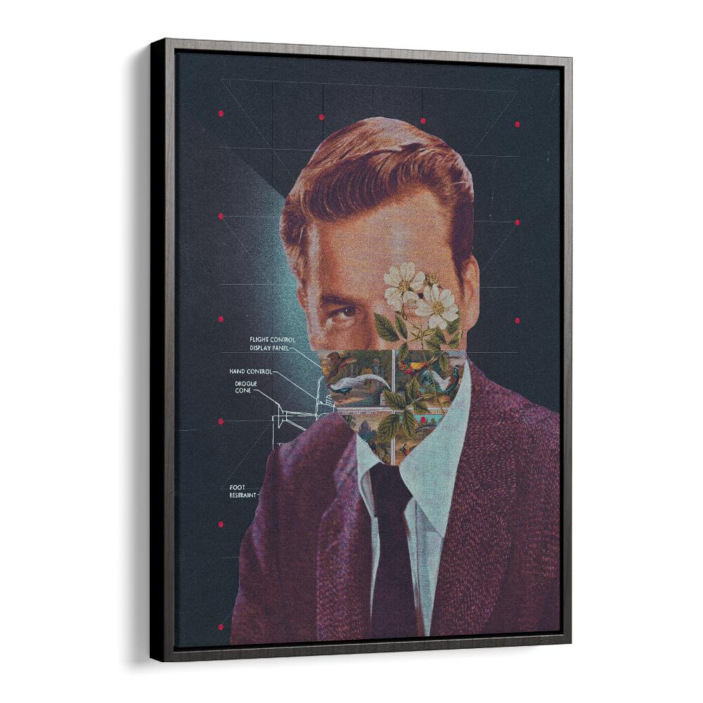 Humaniod Surreal Painting Artwork in Black Floater Frame
